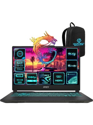 MSI Cyborg 15 A13VE-1252XTR I5-13420H 8 GB 512 GB SSD RTX4050 15.6" Full Hd Gaming Laptop +Okatech Çanta