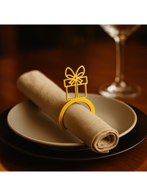 Mir Store Hediye Kutulu 6’lı Peçete Yüzüğü Seti – Yılbaşı, Davet ve Sofra Sunumları Için Şık Peçete Halkası