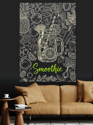 Artmeg Smoothie ve Meyveler Fresh Içecek Dekoratif Kanvas - Mdf Ahşap Tablo