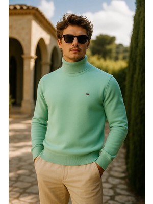 Comstar Erkek Kışlık Slim Fit Mint Kazak