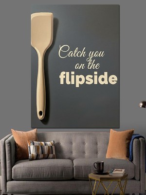 Artmeg Spatula Çevir Yakala Sloganı Dekoratif Kanvas - Mdf Ahşap Tablo