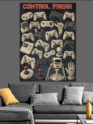 Artmeg Oyun Konsolu Kontrolcüleri Yığını Dekoratif Kanvas - Mdf Ahşap Tablo