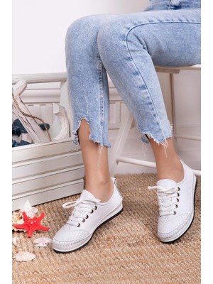 Tarçın Hakiki Deri Günlük Kadın Babet Ayakkabı TRC116-0061