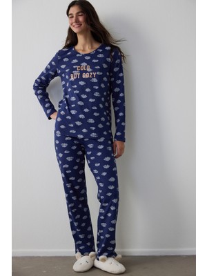Penti Lacivert Cloudy Night Pantolon Pijama Takımı