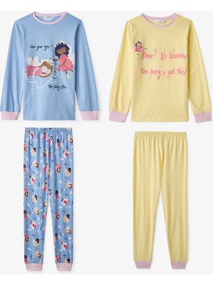 Penti Mavi Kız Çocuk Sleep Fairy Uzun KolluPamuklu 2'li Pijama Takımı