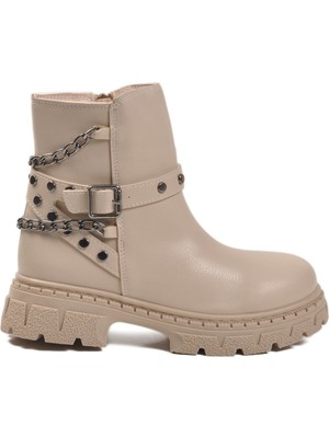 Cool Bej Içi Polarlı Fermuarlı Kız Çocuk Bot