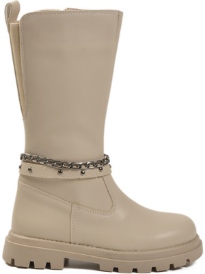 Cool Bej Içi Polarlı Fermuarlı Kız Çocuk Bot