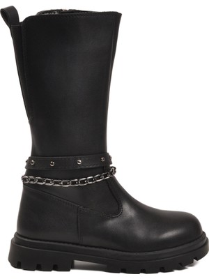 Cool Siyah Içi Polarlı Fermuarlı Kız Çocuk Bot