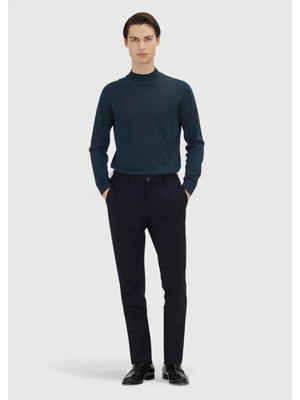 Ramsey Lacivert Düz Örme Modern Fit Klasik Yün Karışımlı Pantolon
