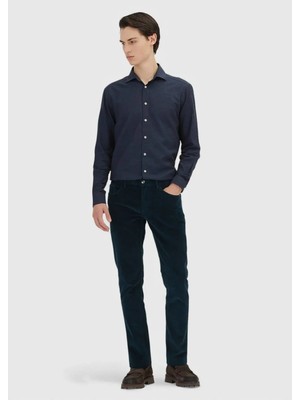 Ramsey Petrol Düz Dokuma Slim Fit Kadife Casual Pamuk Karışımlı Pantolon