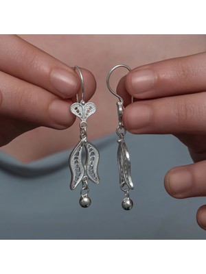 Stillove Gümüş Lale Motifli Telkari Kadın Küpe