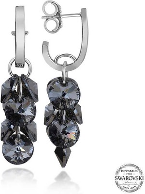 Aya Diamond Swarovski Crystal Taşlı Gümüş Salkım Sallantılı Çivili Kadın Küpe