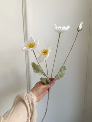 Rose Garden Decor Beyaz 4 Lü Gelincik Çiçeği Tek Dal