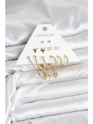 Stillove 6 Çift Kadın Küpe Seti Gold Renk