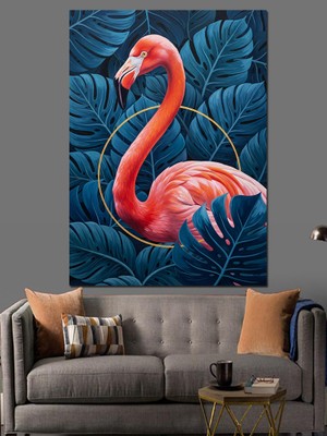 Artmeg Pembe Flamingo Zarif Kuş Dekoratif Kanvas - Mdf Ahşap Tablo