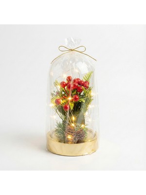 Atatuğ Hediyelik Işıklı Kokina Çiçeği Tasarımlı Dekoratif Mika Fanus - Şans Getiren Yılbaşı ve Yeni Yıl Hediyesi