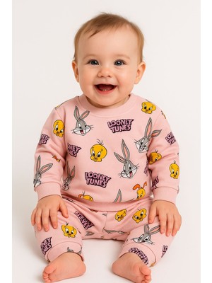 Aki Moda Kids Kız Bebek Yeni Doğan Pamuklu Tavşan Kuş Desenli Alt Üst Bebek Takımı