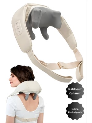 Mytechcat® Elektrikli Boyun ve Sırt Masaj Aleti Kablosuz Boyun ve Omuz Yoğurma Masaj Yastığı