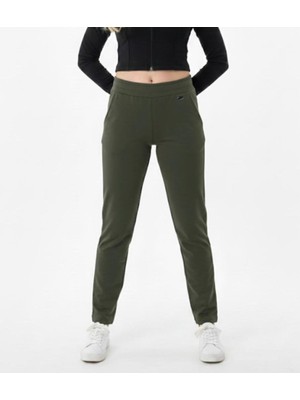 Axxel Kadın Haki 2 Iplik Eşofman Alt Cepli Klasik PAÇA-P376