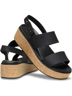 Crocs Brooklyn Cork Low Wedge Siyah Kadın Sandalet