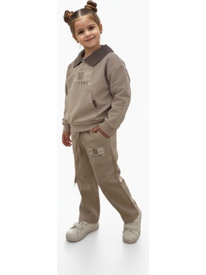 Selvira Rahat Kalıp %100 Pamuk Kız Çocuk Kapüşonlu Sweat & Eşofman Altı Takımı