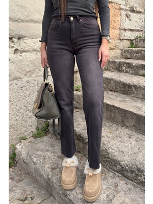 Magarde Kesik Paça Boyfit Jean- Açık Kahve