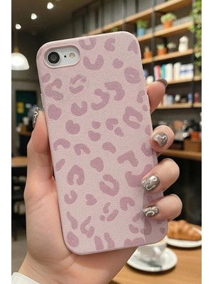 Fibaks iPhone 7/8/se Kılıf Pembe Leopar Desenli Ince Yumuşak Silikon