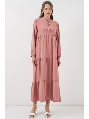 Hiccup Kadınlar BDART Fiyonk Detaylı Maxi Elbise Toz Pembe