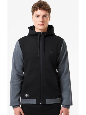 Lacoste Mens Full Zip Slim Fit Hoodie Erkek Slim Fit Kapüşonlu Sweatshirt Siyah