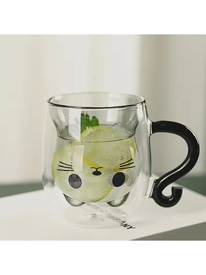 Aspata Store Buğz Kedi Figürlü Çift Cidarlı Cam Bardak