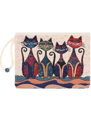 Bursa İpek Kedi Desen Goblen Cüzdan