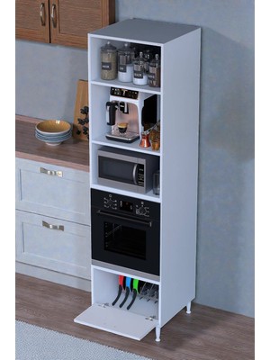 Eliusta Viramo Mikrodalga/ankastre Fırın Dolabı Çoklu Bölmelerle Depolama Alanlı 60X217X56 cm Modüler Dolap