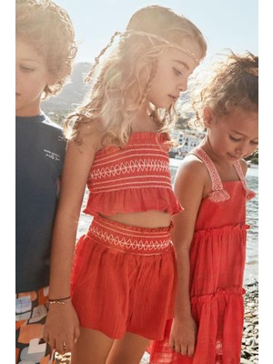 Mayoral Lastikli Şort Etekli Takım - Turuncu