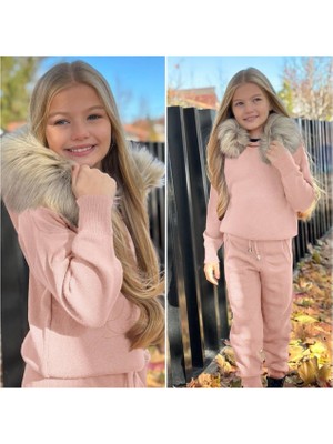 Kokoş Bebek Kokoş Bebe Kız Çocuk Triko Kürklü 2’li Takım – 2/12 Yaş – Tak Çıkar Kürk Detaylı – Stok Kod: 31585