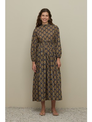 Fahhar Desenli Kat Elbise Yeşil