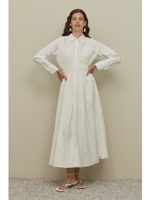 Fahhar Beli Gipeli Vual Elbise Ekru