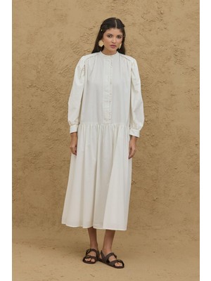 Fahhar Çok Britli Elbise Ekru