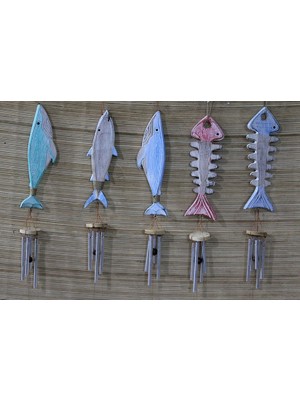 VeraGlobe Buğz Ahşap Balıklı Metal Çan