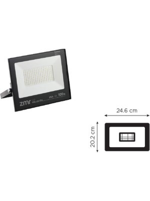 100 W Siyah Kasa Slım LED Projektör IP66 Beyaz 6500K