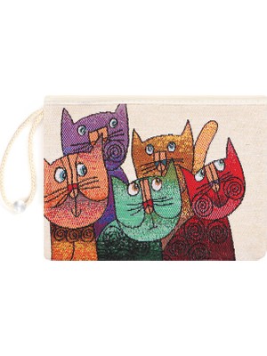 Bursa İpek Kedi Desen Goblen Cüzdan