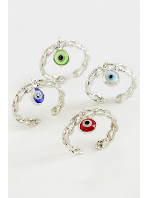 Nazar Zincir Şekilli Metal Yüzük