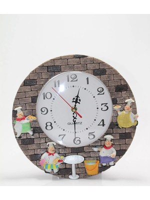 VeraGlobe Buğz Aşçı Tasarımlı Polyester Duvar Saati Model 2