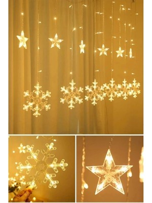 VeraGlobe Buğz Kar Tanesi Perde LED