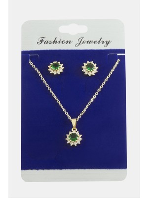 SiHako Çiçek Zirkon Taşlı Set Kolye