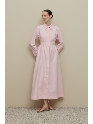 Fahhar Oversize Gömlek Elbise Pembe