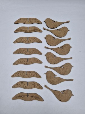 8 Adet Sevimli Kuşlar Ahşap Boyama Okul Dıy Etkinlik Aktivite Sanat 13 cm