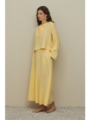 Fahhar Kuşgözlü Modal Etek Takım Sarı