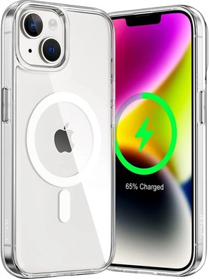 Iphone 14 Kılıf Kamera Lens Korumalı Magsafe Destekli Şeffaf Darbe Emici Sert Kapak