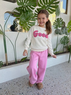 İnebolu Kids Good Süzene Nakışlı Çımalı 2 Li Sweat Eşofman Takım Kız Çocuk