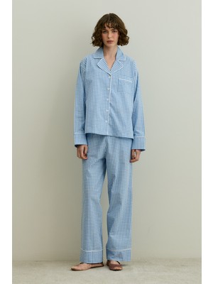 Fahhar Pötikare Pamuk Pijama Takımı Mavi